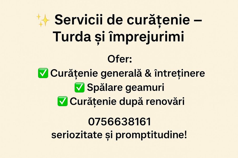 Prestez servicii de curățenie!