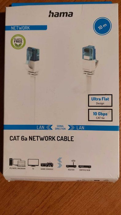Cablu rețea ultraplat, 10M, cat 6a