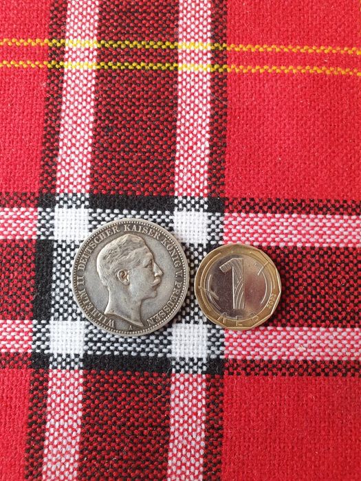 Сребърна монета германска 1910