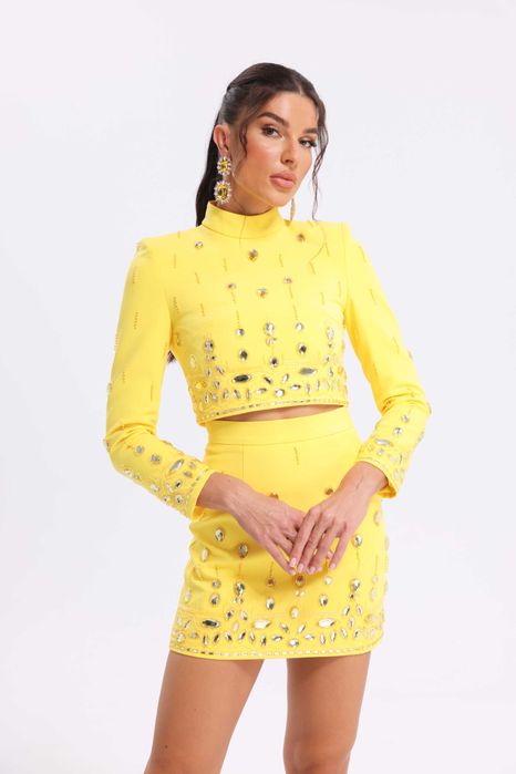 Дамски сет/комплект в жълто с камъни от две части М Bella Barnett