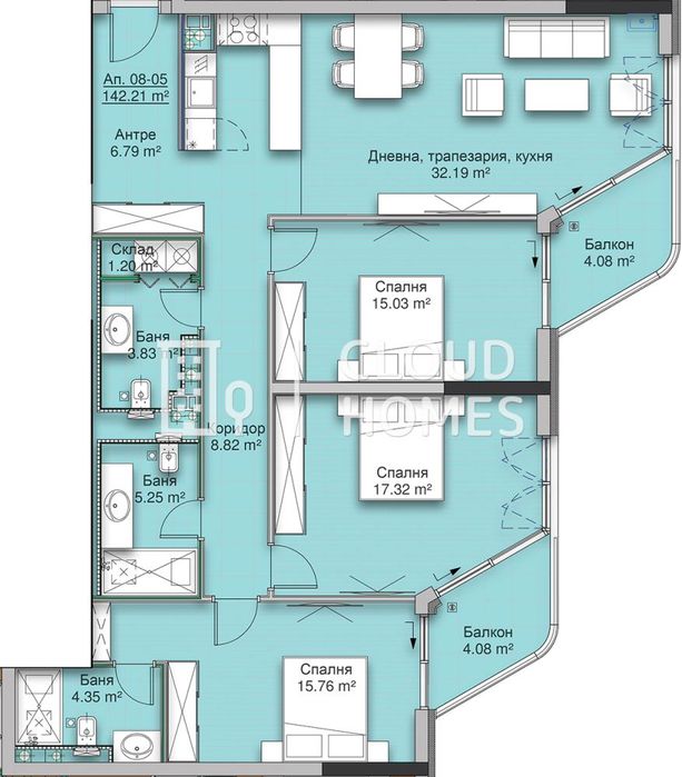 4-стаен в София-Кръстова Вада площ 174 цена 538632