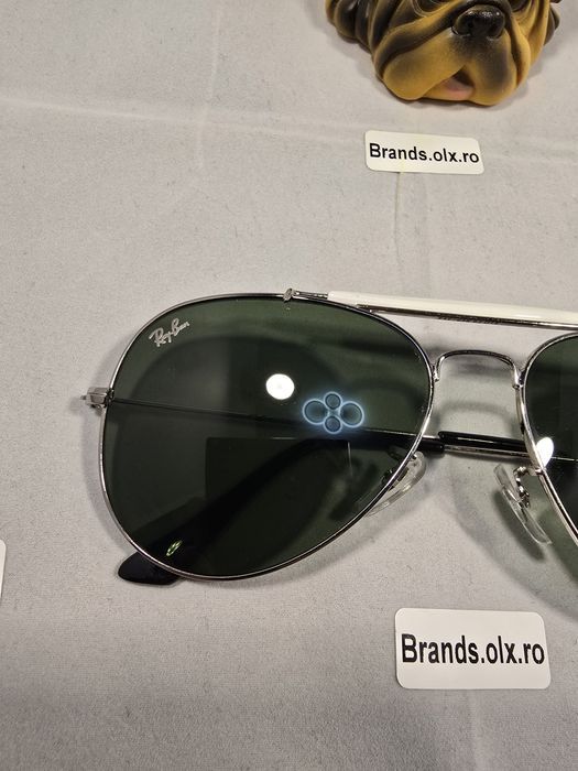 Promotie - Ochelari de soare Ray-Ban RB3030 Outdoorsman I, lentile verzi din sticla, rama argintie pilot shaped