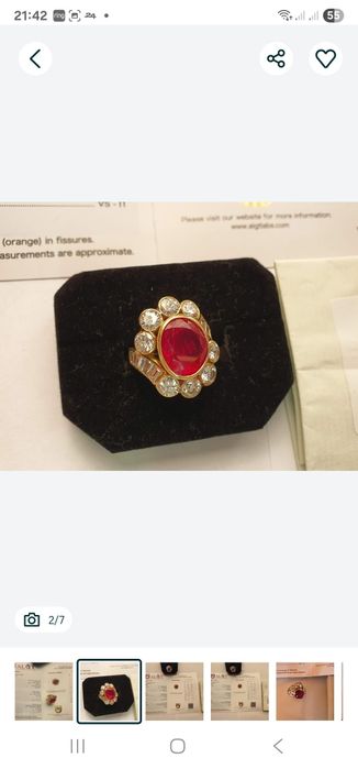 Inel din aur cu diamante si rubin natural de 6.84 Carat