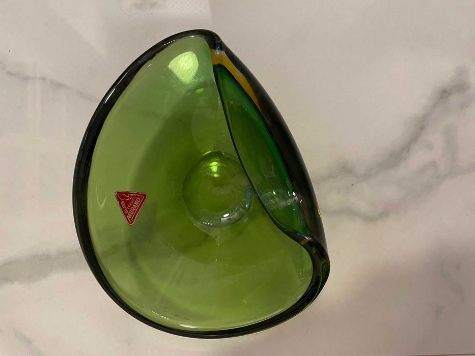 superb vas bol Murano Somersso anii 1950 verde pt depozitare bijuterii