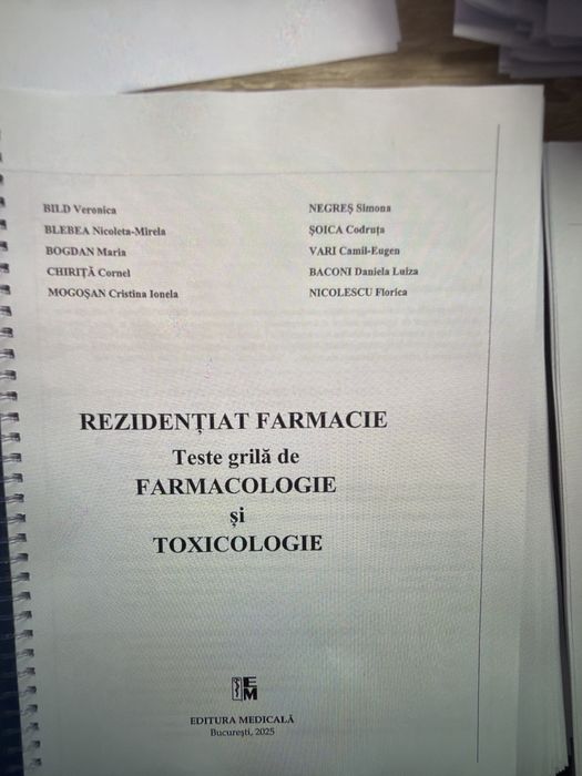 Rezidentiat Farmacie 2026, Manual pentru Admitere + Grile Farma 2025