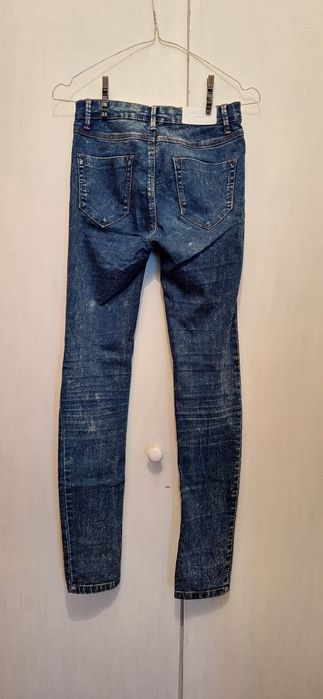Blugi Skinny Stradivarius Acid Wash Albastru Inchis Masura 34