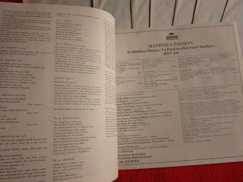 vinil rar Karl Richter Bach Patimile Matei si Ioan Germany 1970