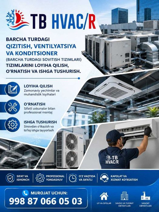 Ventelyatsiya/Kondisioner/chiller/mantaj/xizmat ko'rsatish HVAC