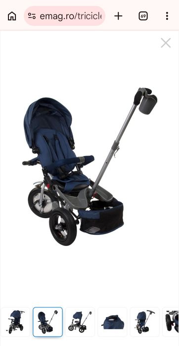 Tricicleta multifunctionala Little Tiger T400 - Sun Baby - Albastru