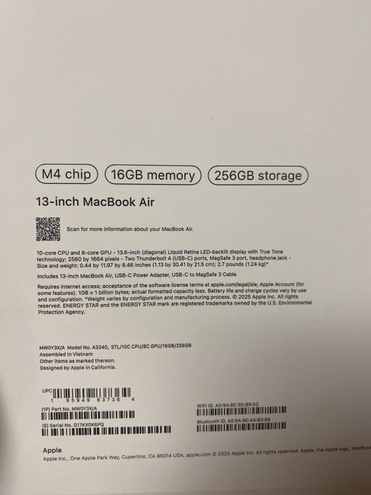 Macbook Air 13 M4 2025