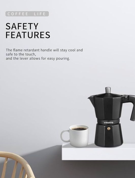 Cafetieră VINATO Moka din aluminiu pentru plită