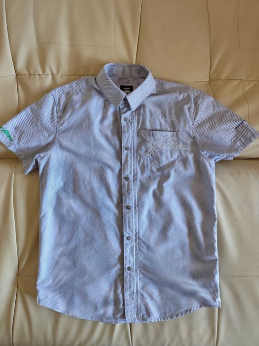 Cămașă in dungi G-Star Raw, alb/albastru deschis, mărimea L