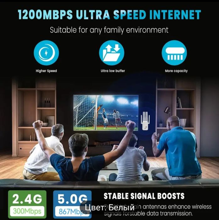 Акция Новая модель Wi-Fi 6 сетевого усилителя 2.4G и 5.8G 1200Мбит/с,