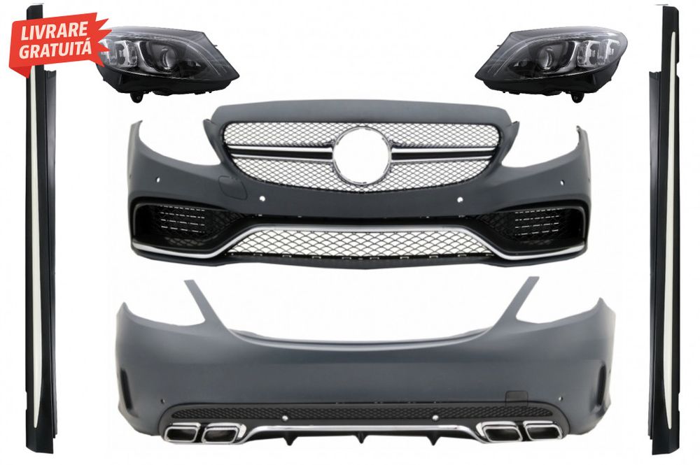 Pachet Exterior Complet si Faruri Full LED Mercedes Clasa C W205 Sedan
