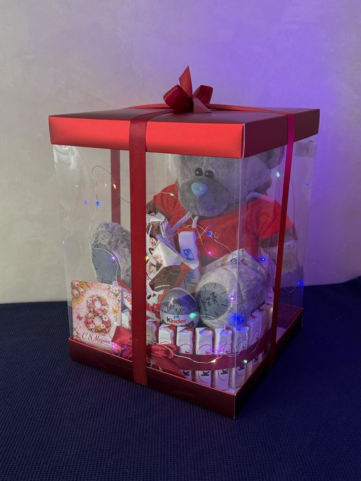 Подарок девушке на 8 марта | сладкий набор киндер подарки мишка тедди