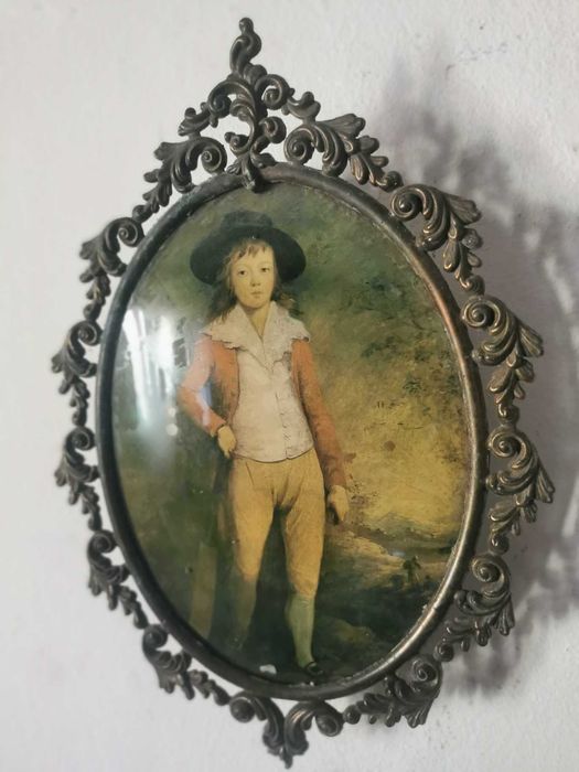 Tablou cu sticla bombata si rama din bronz