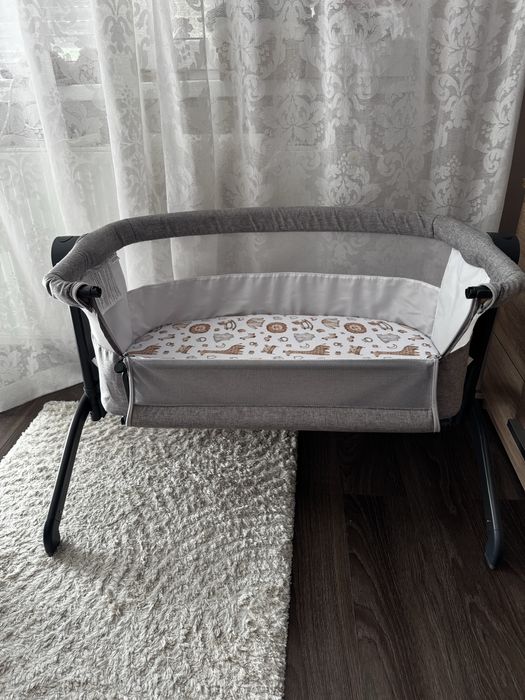 Patuți 2 in 1 Kinderkraft BEA Grey Pătuț co-sleeper