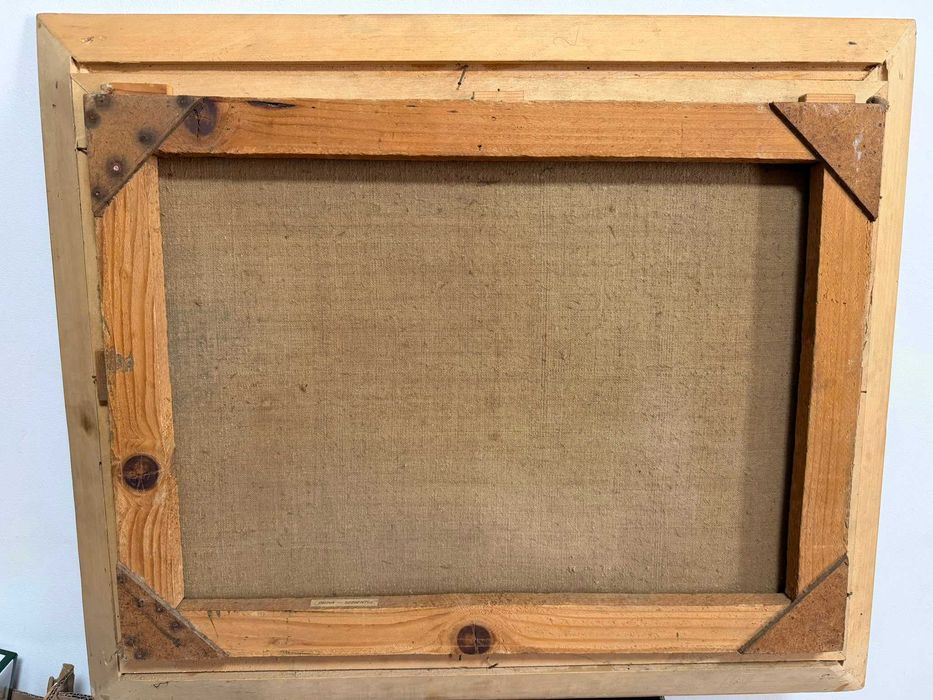 tablou vechi pictat pe panza in ulei pictura veche 1977 SERGENTUL  dimensiuni 70-59 cm pictura veche