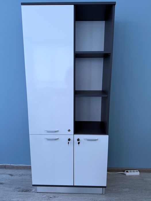 Шкаф за бюро офис висок, нисък за принтер и шкаф на колелца