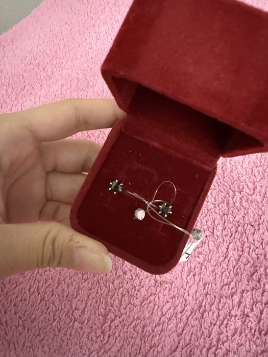 Гранатовые Серьги, серебро 925