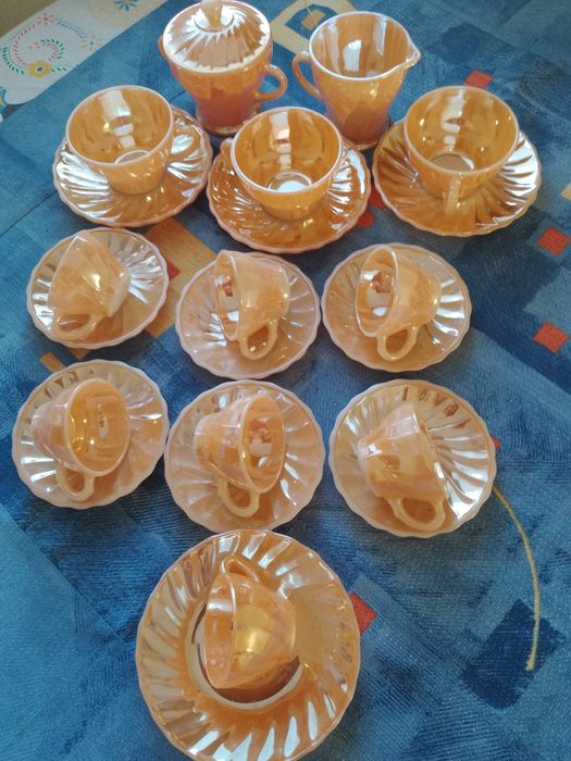 21 части. Нов сервиз за Кафе Чай. Made in USA Fire King. ANCHOR HOCING