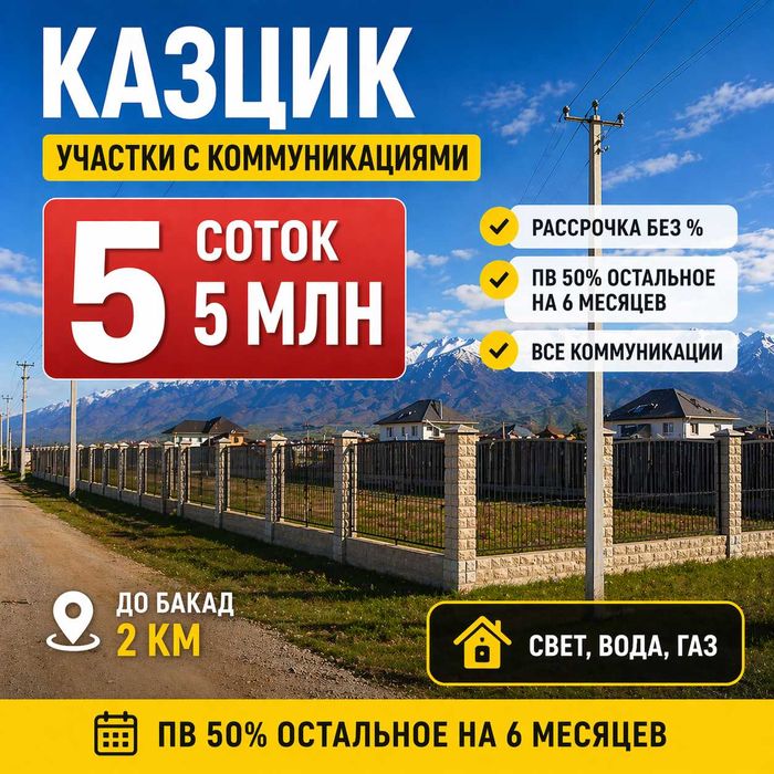 Участок 5 соток ЛПХ в Казцике. Все коммуникации.Рассрочка 0 процентов.