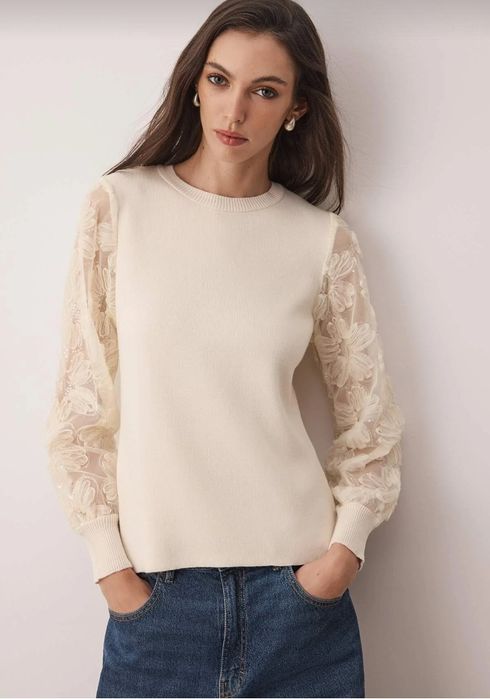 Дамска блуза с ръкави от тюл