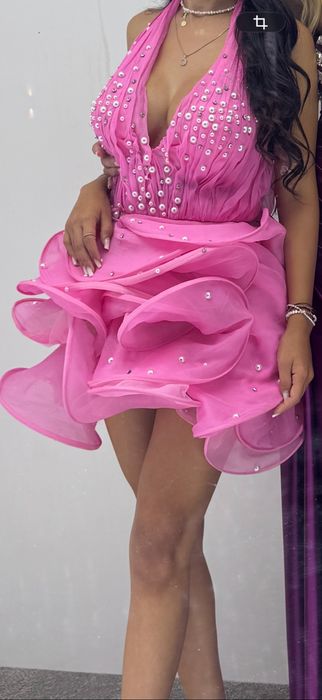 Rochita scufta roz cu perle