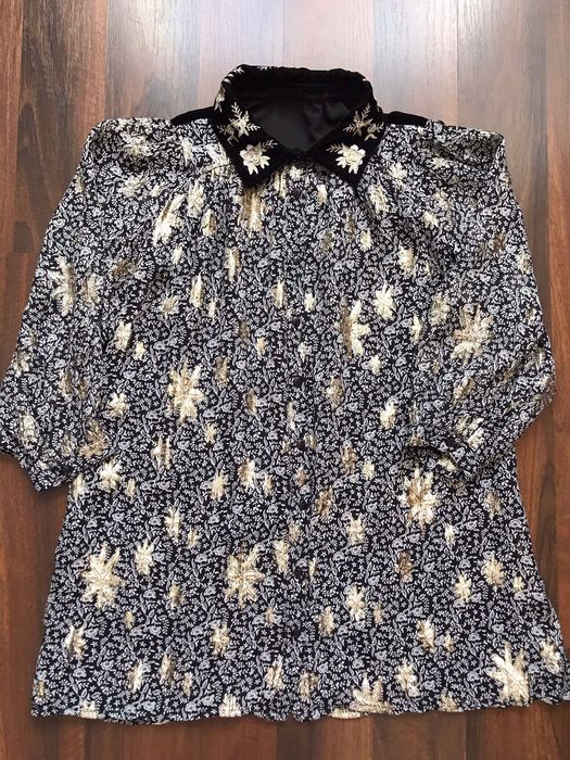 Rochie ocazie, neagră cu broderie metalica aurie, 7 ani, mărime 122cm, ZARA