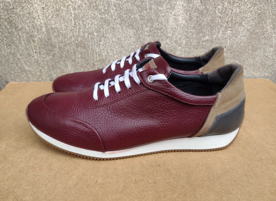 Кожени обувки TEODOR - нови, цвят бордо, 44 номер