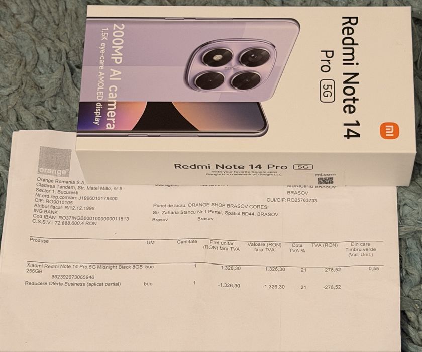 Xiaomi Redmi Note 14 Pro 5G Midnight Black 8GB RAM 256GB ROM