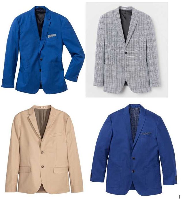 6 sacouri H&M/BP slim fit, bumbac/in mar. 48M/52L, bej/albstr/gri, noi