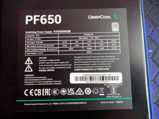 Продам блок питания DeepCool PF650 на 650 ватт
