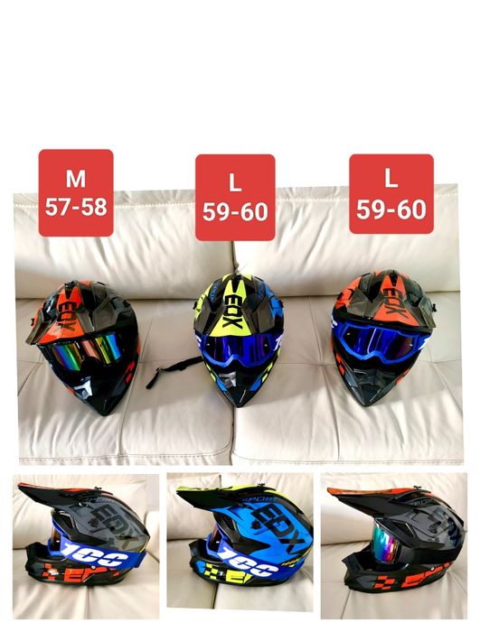 Casca Moto Trotineta Electrica Moto Cross Bike Atv Enduro Casca Profesionala EDX + Ochelari + Cagula, Marimi Circumferința (57-58 sau 59-60)