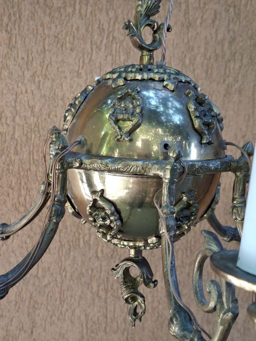 Candelabru vintage, bronz si alamă