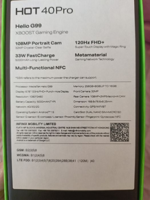 Infinix hot 40 pro 256gb