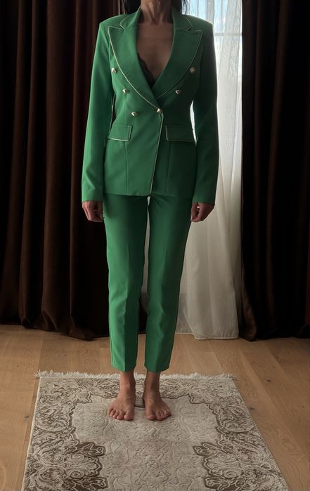 Costum elegant verde 2 piese BBY (Sacou & Pantaloni) - Mărimea S / 36