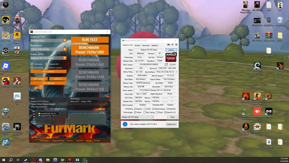 Placa video rx570 8GB