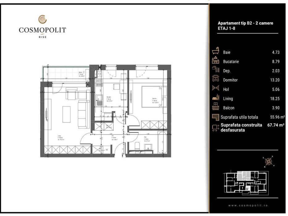 Apartament premium 2 camere | Cosmopolit | Parcare subterană