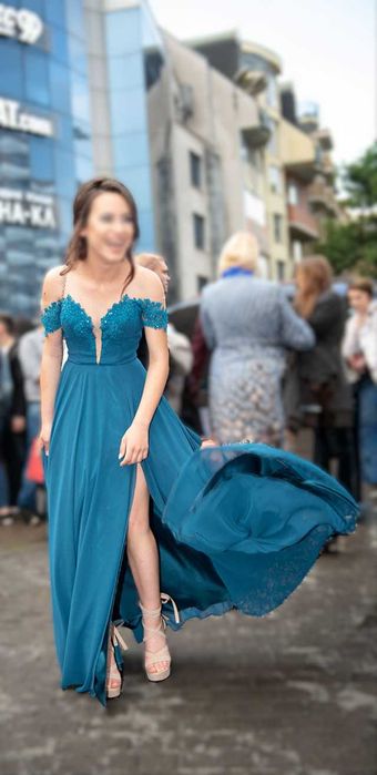 Официална поръчкова бална рокля - Петролено зелено