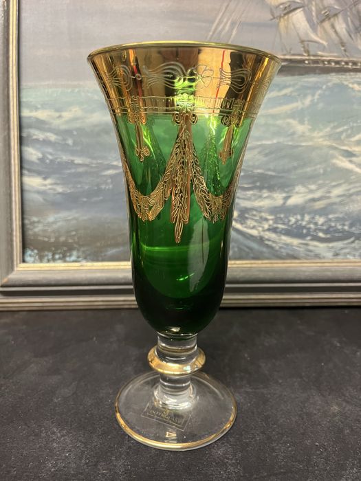 Колекционерска чаша за шампанско-Medici Green Fluted