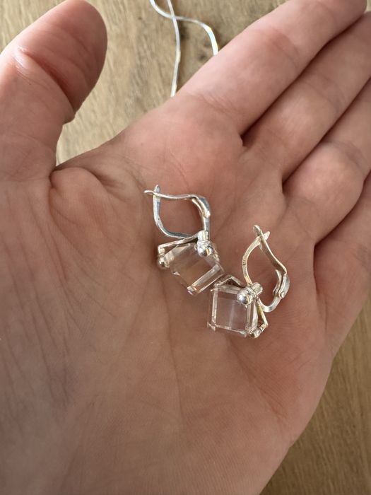 Сребърен комплект бижута с кристал