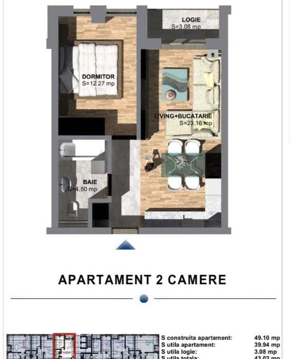 Apartament de vanzare cu 2 camere direct de la proprietar
