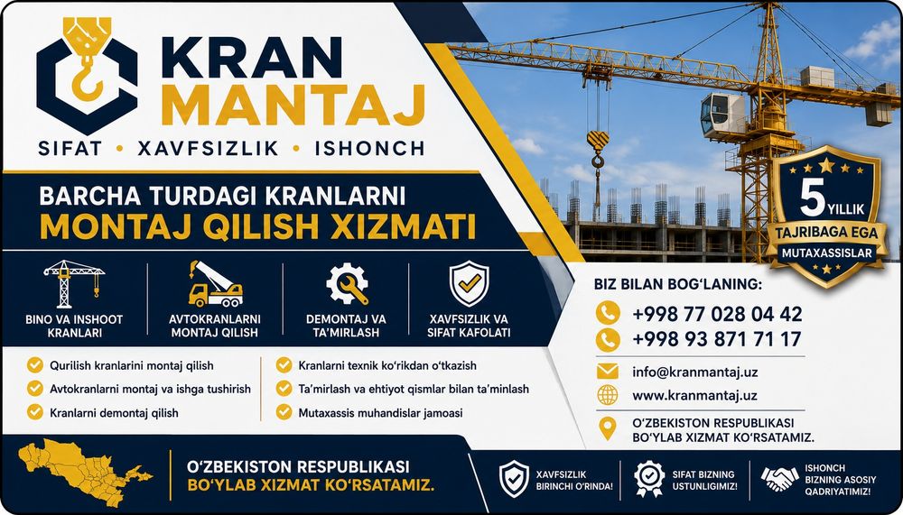 Kran mantaj qurilish kranlarni mantaj qilamiz