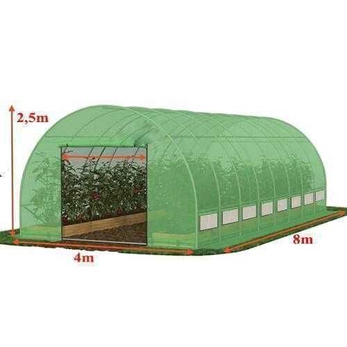 Solar de grădină 8x4x2.5m, polietilenă 240 g/m2, rezistentă la UV, țeavă 32 * 1.2mm