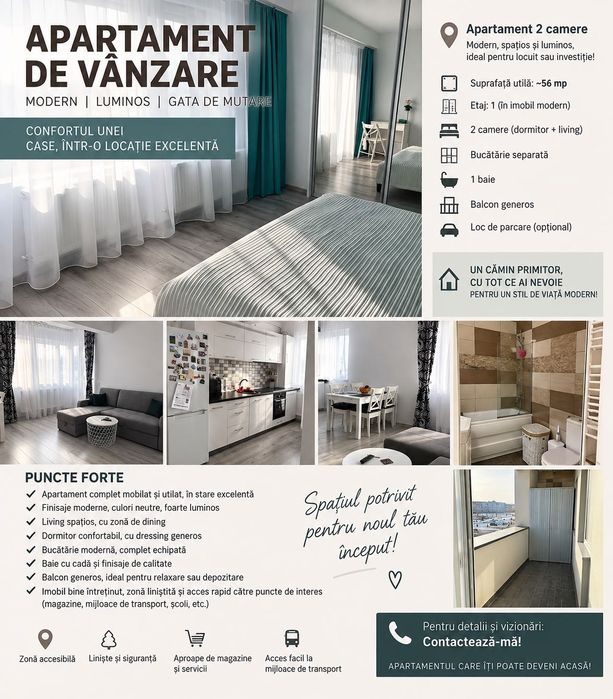Vând apartament 2 camere