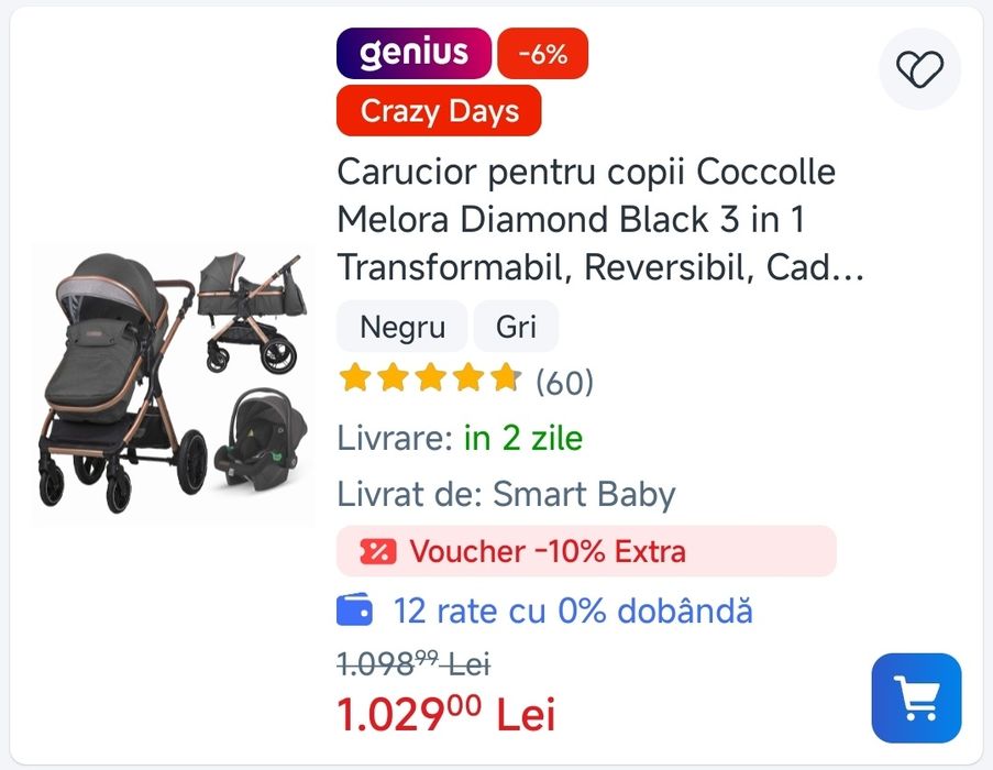 Carucior copii Coccolle Melora 3 in 1