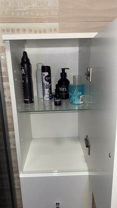 Dulap baie 3 compartimente – alb, mobilier depozitare