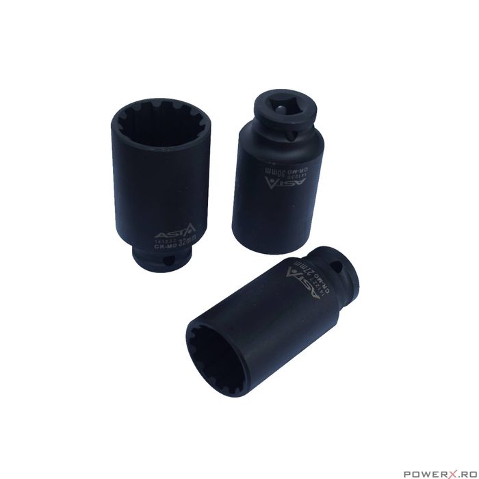 Set tubulare impact in 12 colturi, 10 - 32 mm, 14 piese, 1/2", Asta