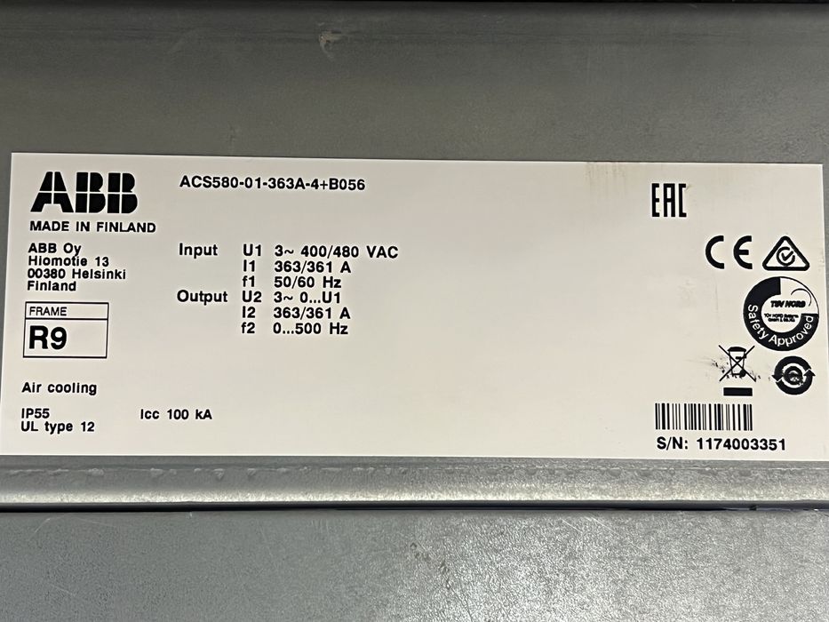 Честотно управление ABB 200 kW/кВ/честотен регулатор